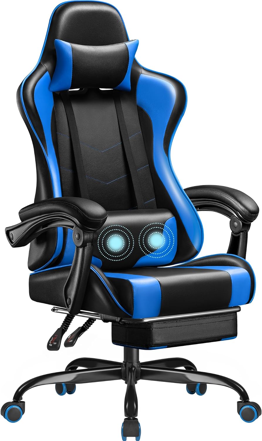 Homall Gaming Chair, Video Game Chair with Footrest and Massage Lumbar Support,...