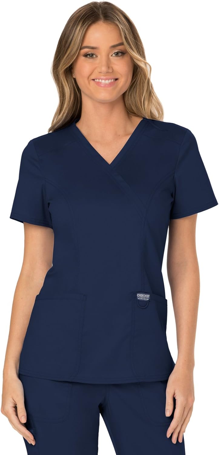 Cherokee Scrubs for Women, Special Medical Scrubs with Mock Wrap Top, Innovative...
