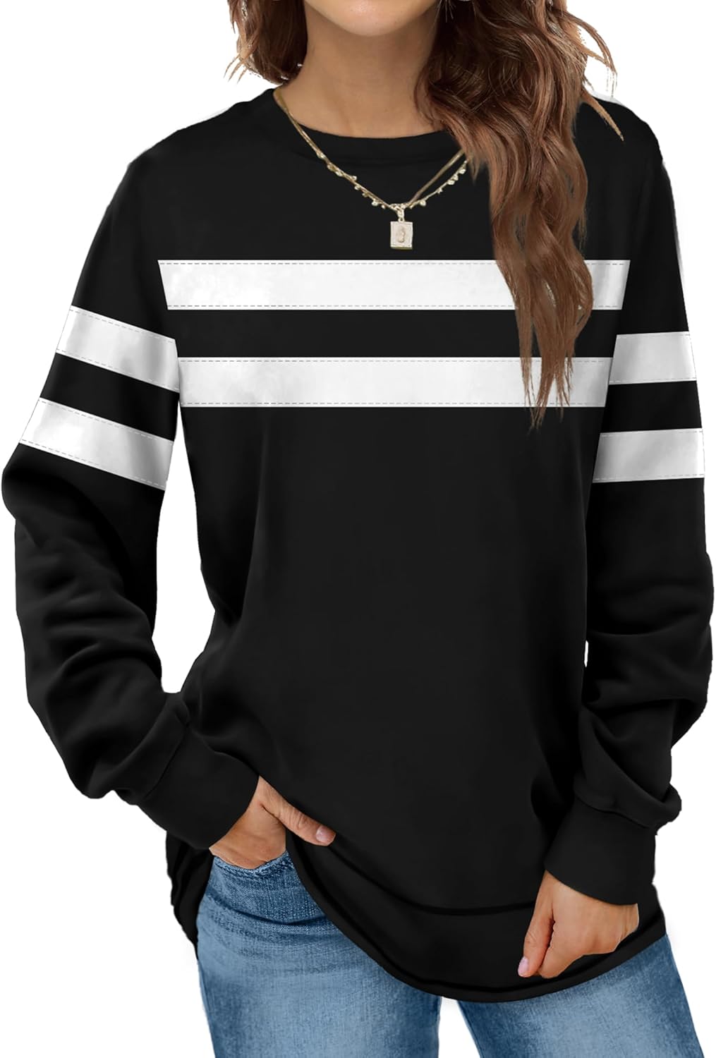 Dofaoo Sweatshirts for Women, Special Crewneck Long Sleeve Shirts, Innovative Tu...