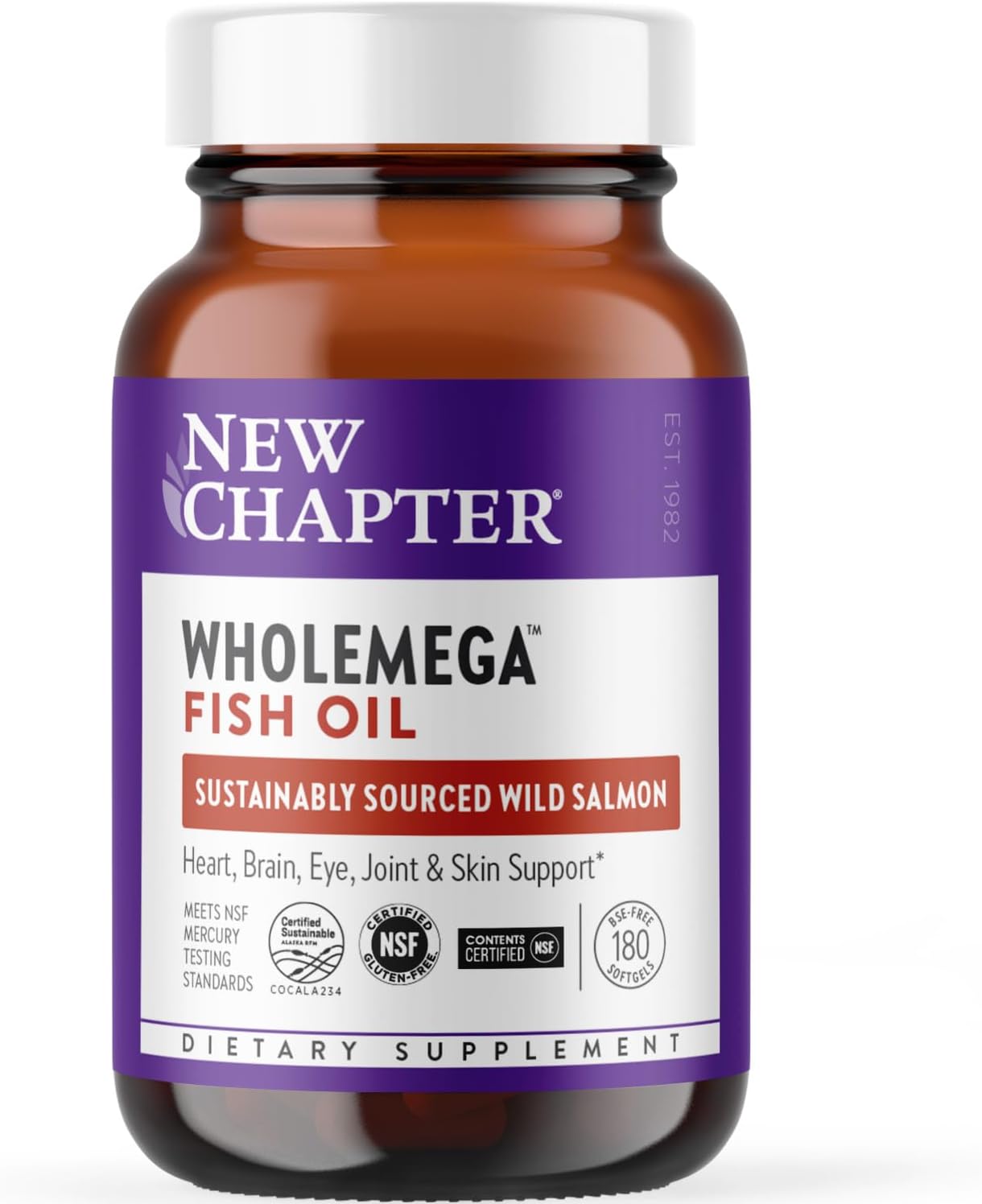New Chapter Wholemega Fish Oil Supplement - Wild Alaskan Salmon Oil with Omega-3...