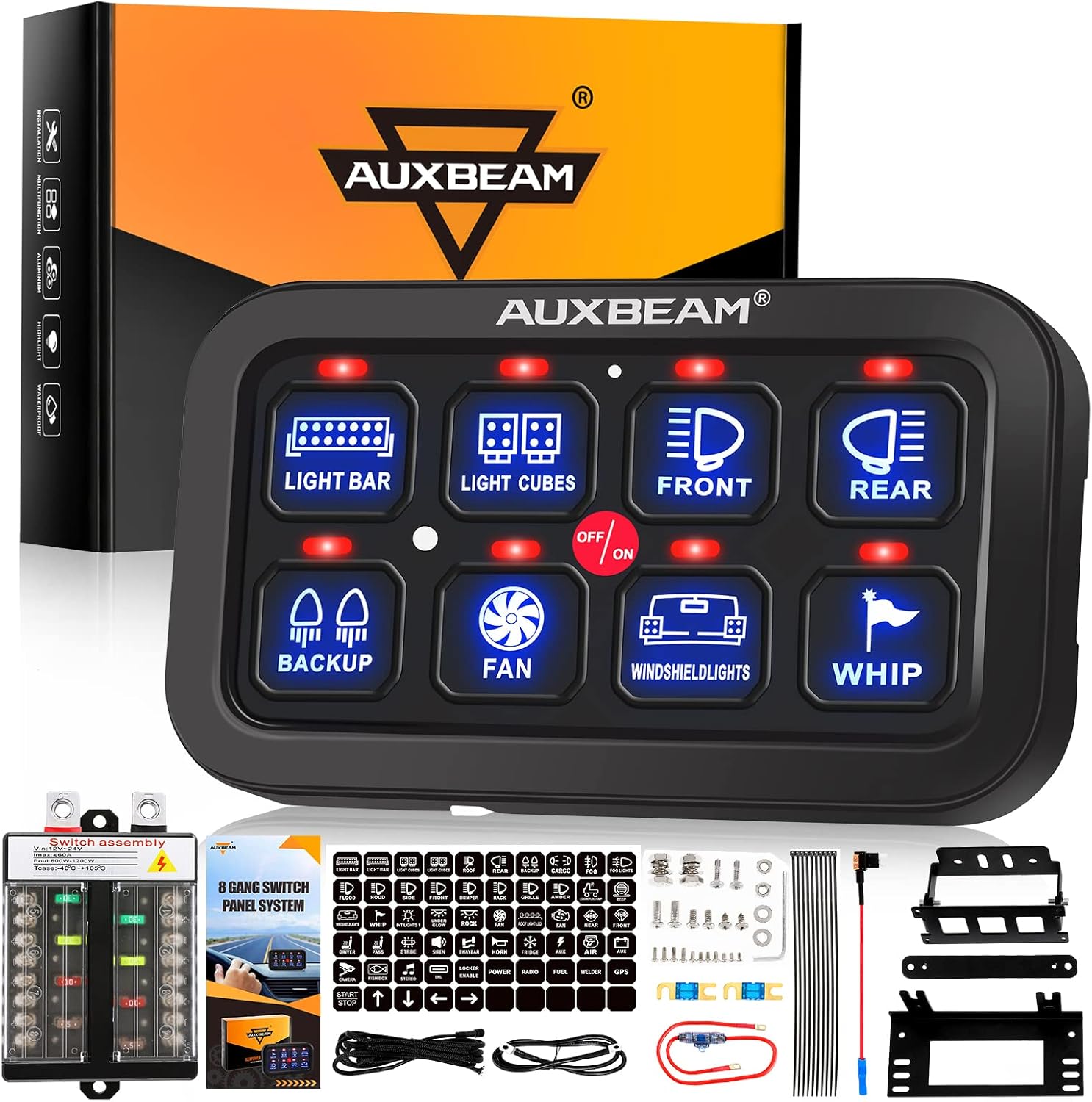 Auxbeam 8 Gang Switch Panel, Unique Circuit Control Relay System Box with Automa...