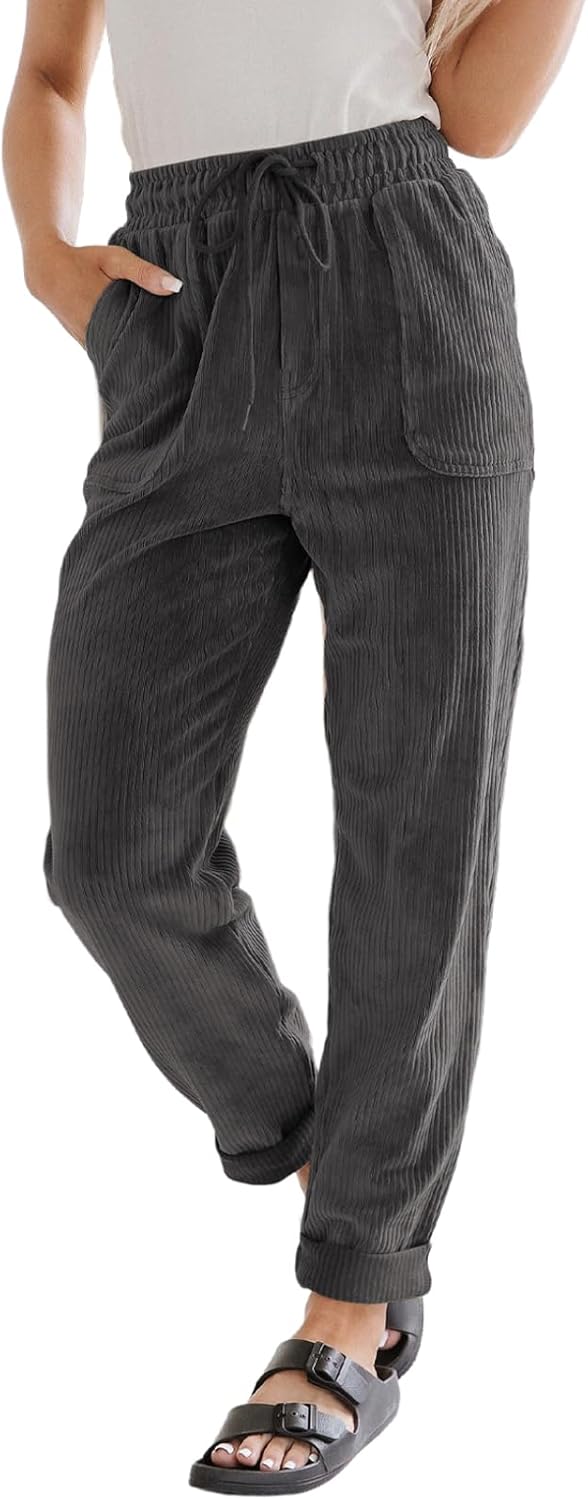 EVALESS Corduroy Pants, Special Women's Casual Pants with Drawstring Elastic, Co...