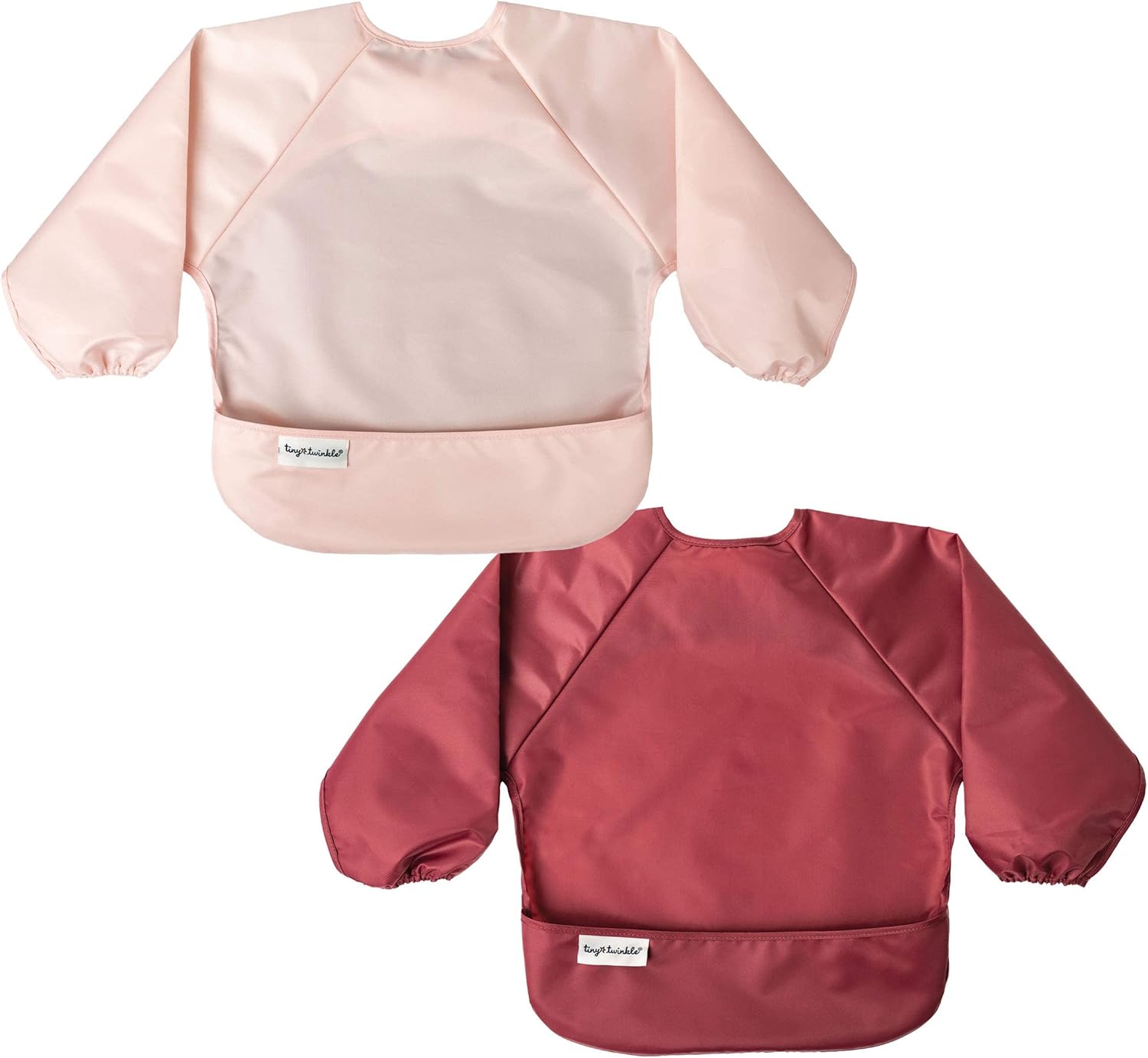 Tiny Twinkle Mess Proof Baby Bib, 2 Pack Long Sleeve Bib Outfit, Waterproof Bibs...