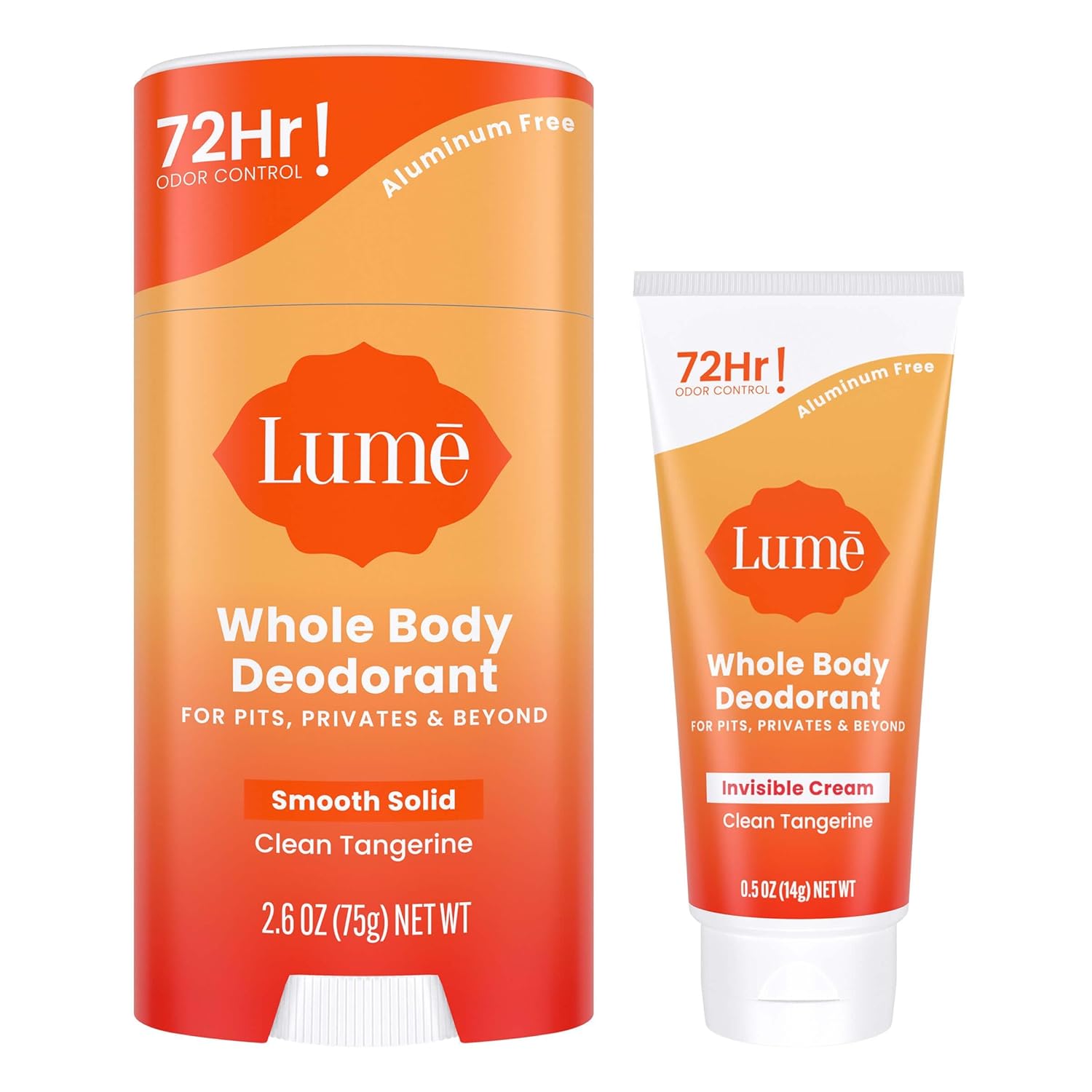 Lume Whole Body Deodorant, Special Invisible Cream Tube Mini and Solid Stick, In...