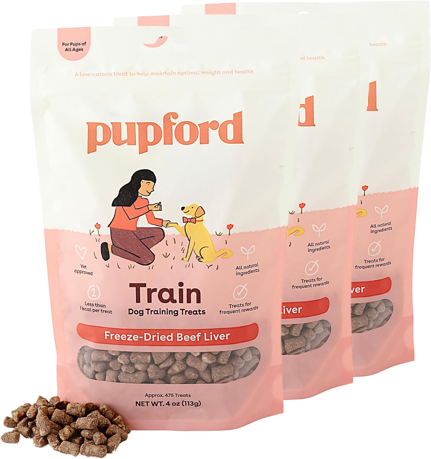 Pupford Freeze Dried Training Treats for Dogs & Puppies, 1400+ Three Ingredient...