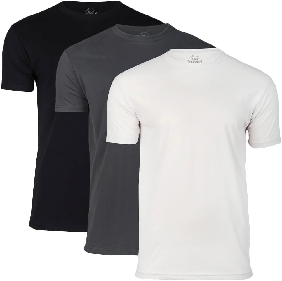 3 Pack, Men's Short Sleeve Crew Neck T-Shirt, S - 4XL Medium Black/Carbon/White
