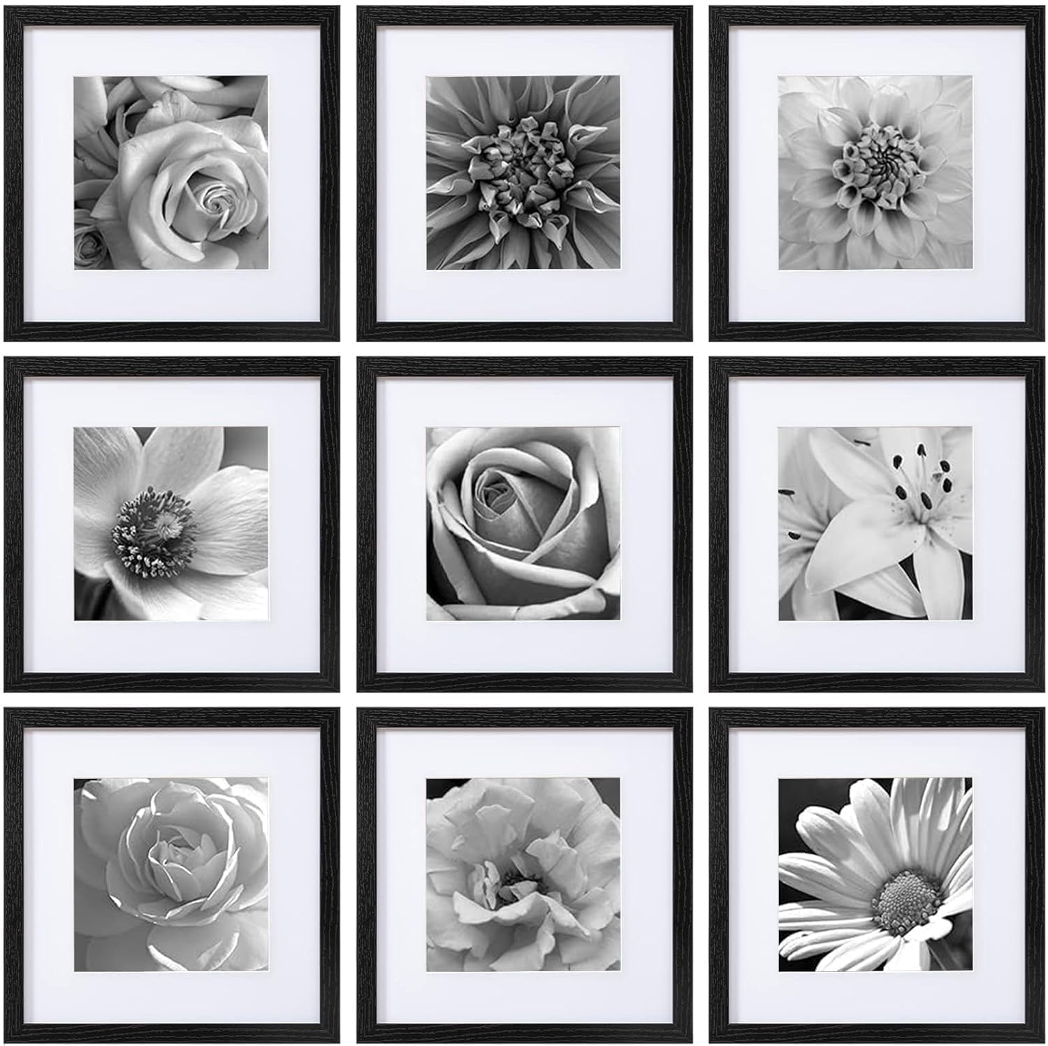 eletecpro 12x12 Picture Frames Set of 9 Classic Gallery Wall Frame Set Displays...
