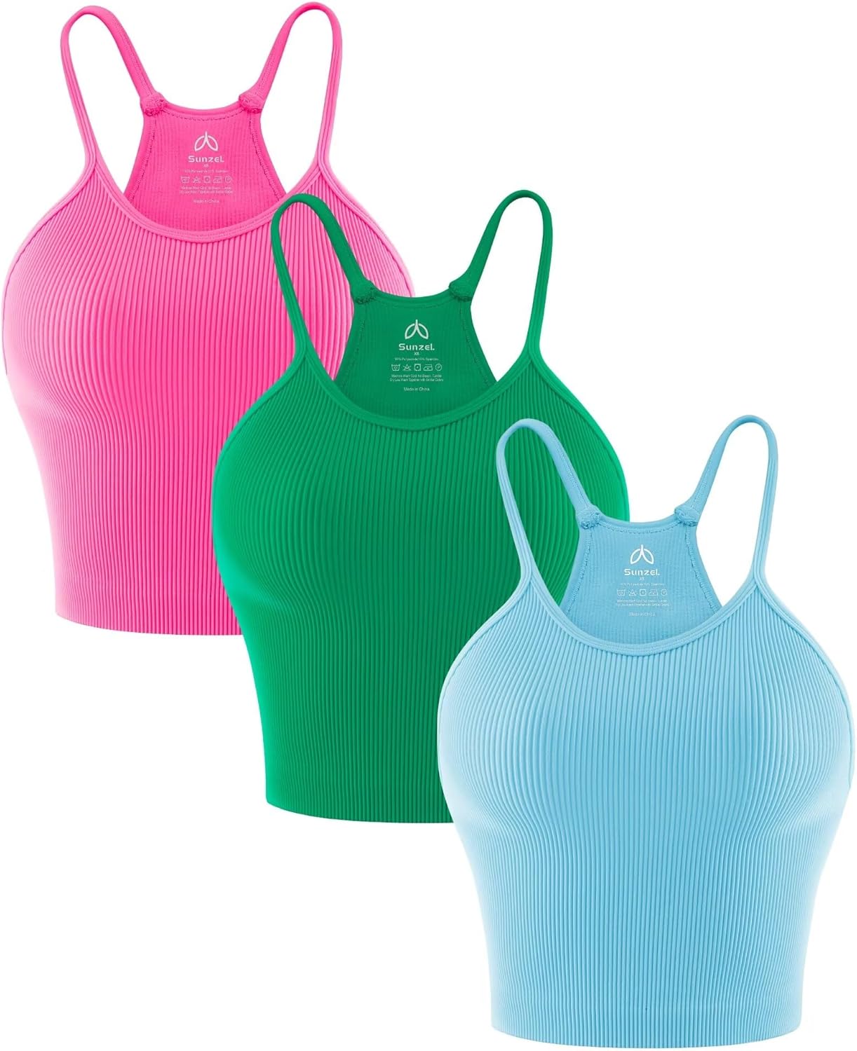 Sunzel Free to Be Tank, Special Crop Ribbed Tank Tops, Innovative Seamless Racer...