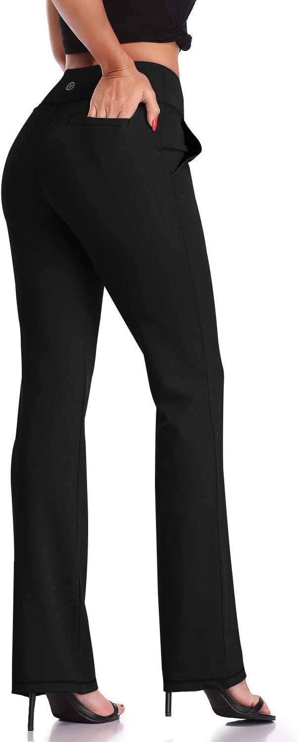 DAYOUNG Bootcut Yoga Pants for Women Tummy Control Workout Bootleg Pants High Wa...