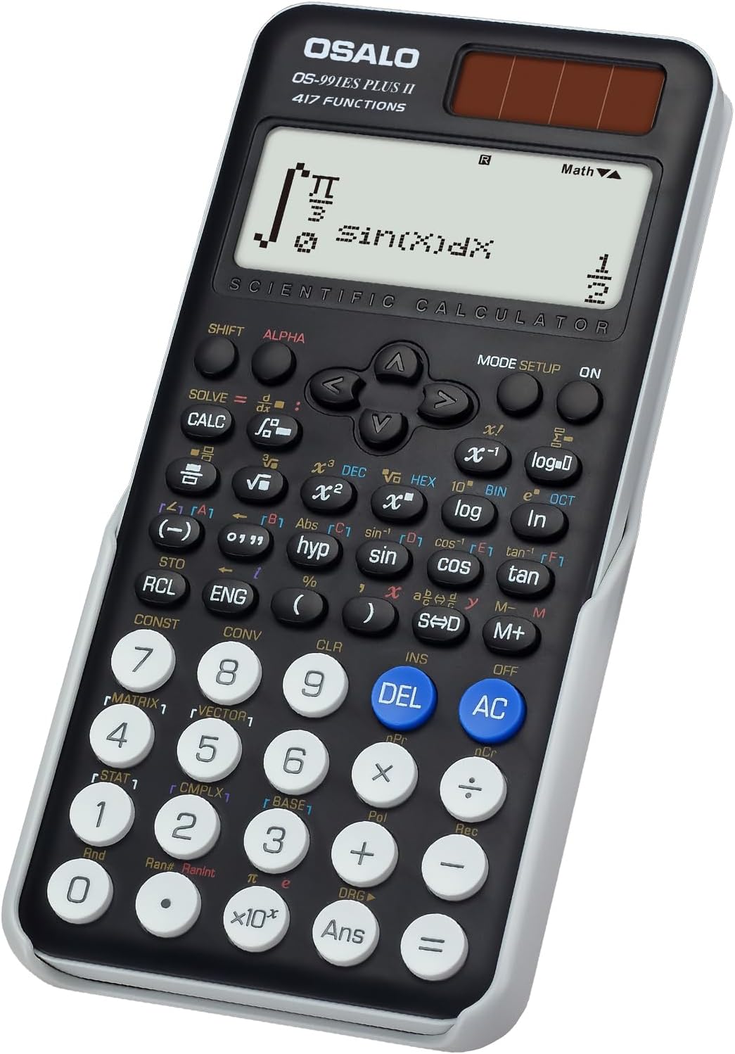 OSALO Scientific Calculator 417 Function 2 Line 10+2 Digits Written Display Sola...