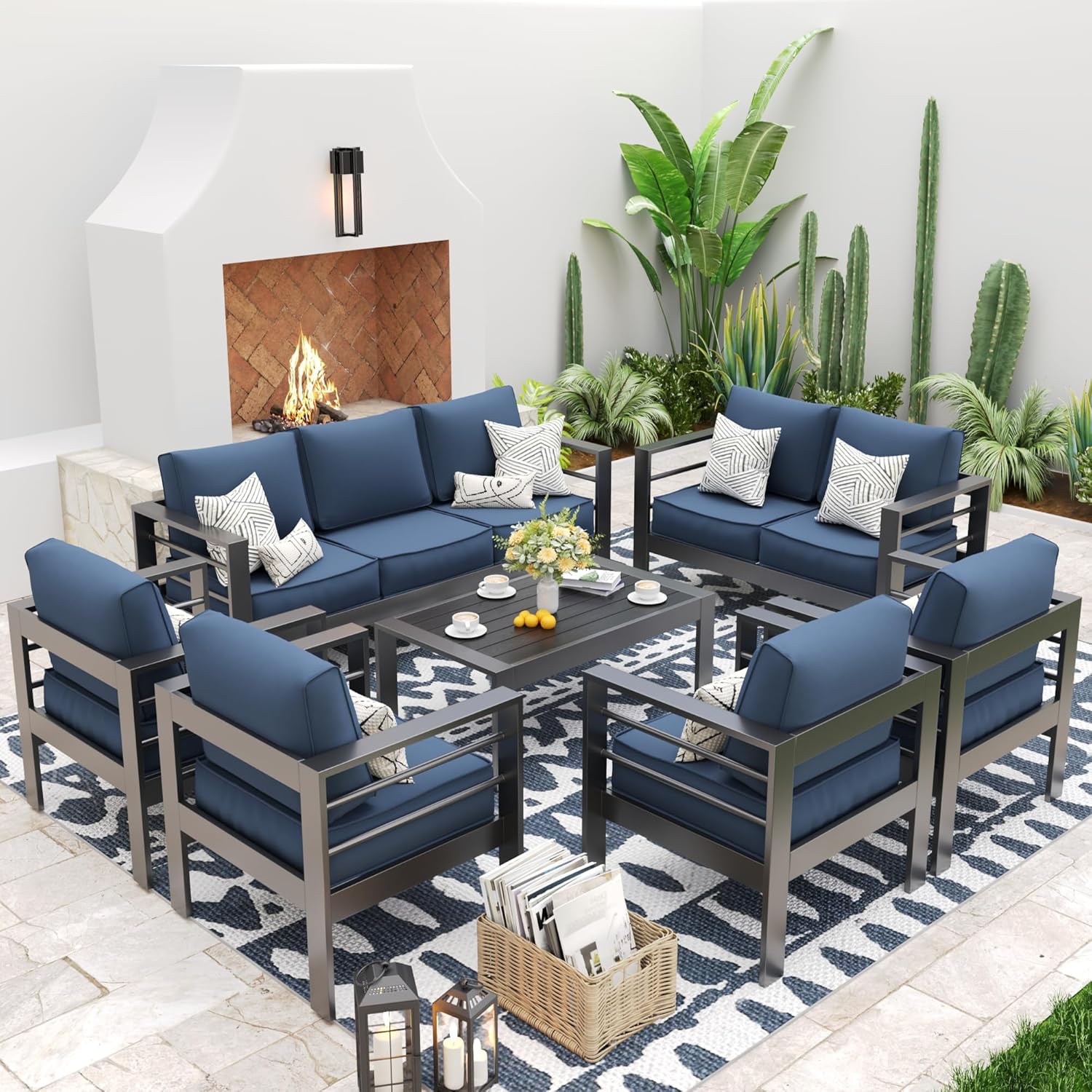 UDPATIO 7 Pieces Patio Aluminum Furniture Set Oversized Outdoor Furniture Modern...