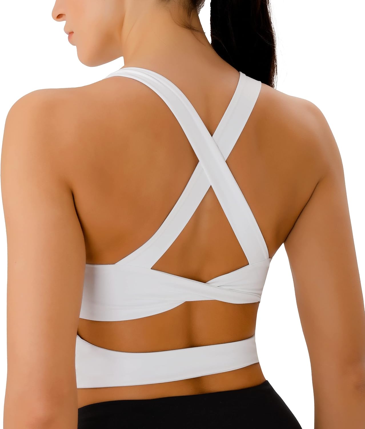 Sports Bras for Women Criss-Cross Back Padded Workout Tank Tops Medium Support C...