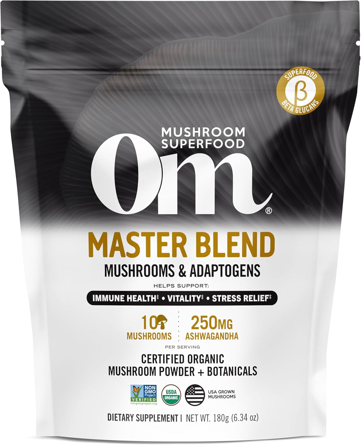 OM Mushroom Master Blend, Special Organic 10 Mushroom Complex, Unique Mushroom S...