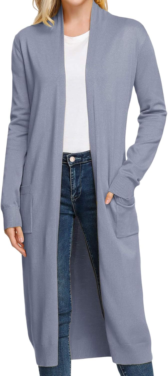 GRACE KARIN Essential Sweater, Special Solid Open Front Maxi Long Knitted Cardig...