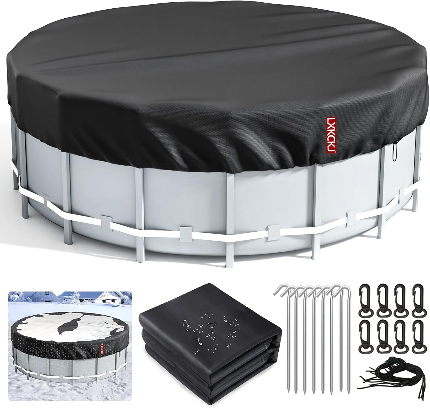 LXKCKJ 18 Ft Round Pool Cover, High-Quality Solar Pool Covers for Above Ground P...