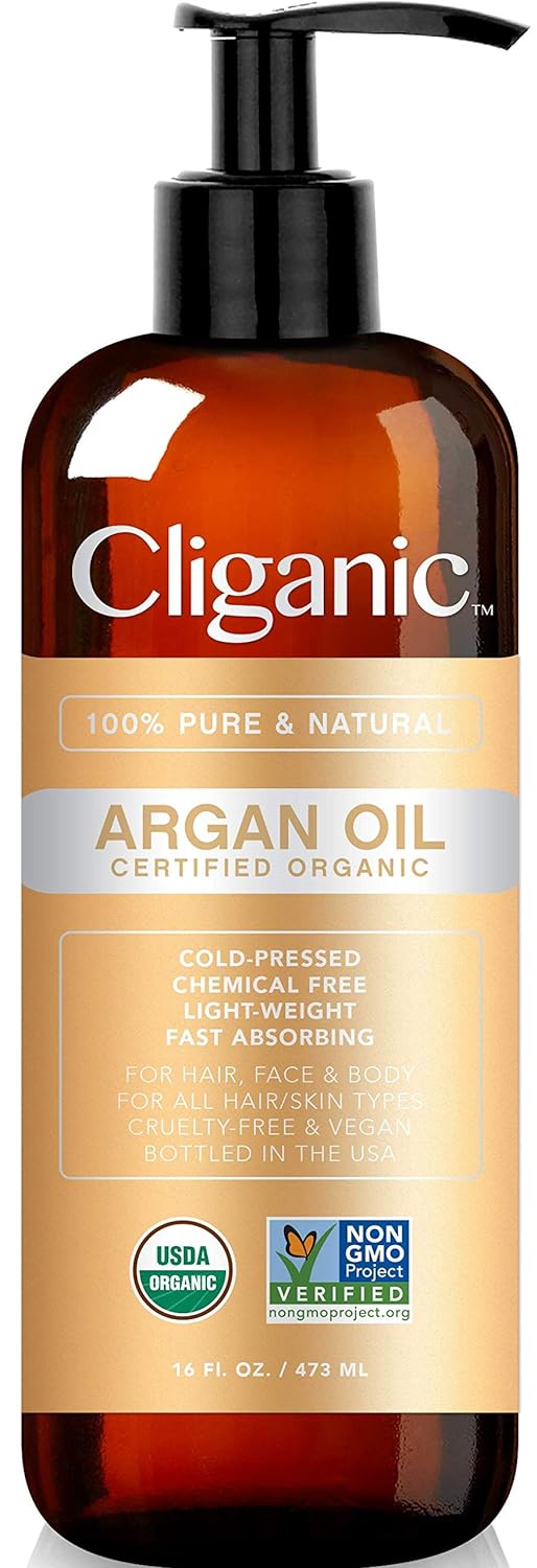 Cliganic Organic Argan Oil, Special Oil with Pump, High-Quality 100% Pure Oil, A...