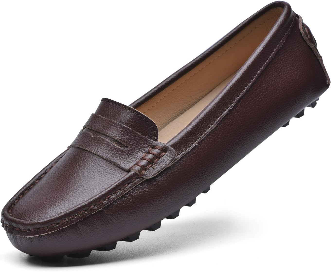 BEAUSEEN Women's Genuine Leather Penny Loafers, Special Classic Driving Moccasin...