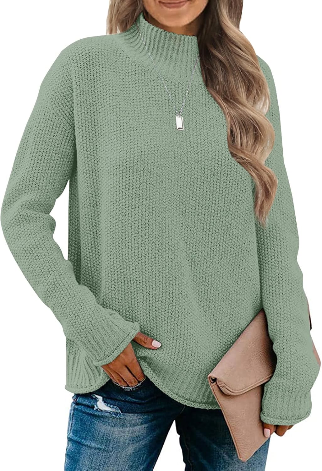 MEROKEETY Women's Cozy Knit Sweater, Special Turtleneck Long Sleeve Jumper, Inno...