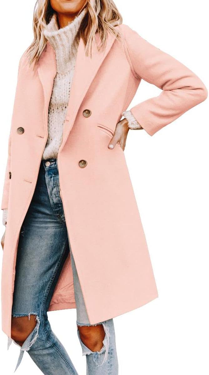 Yousify Womens Coat, Special Notched Lapel Collar Double Breasted Pea Coat, High...