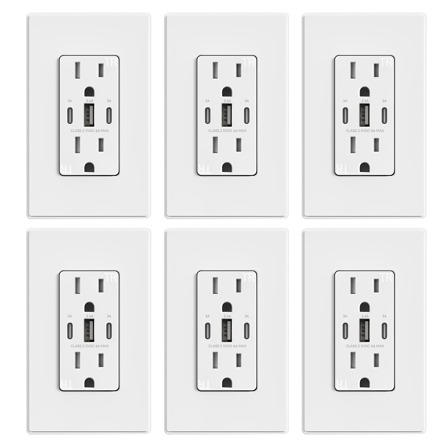 ELEGRP USB Outlets, Special 30W 6.0 Amp USB C Outlets, Innovative 3-Port USB Wal...