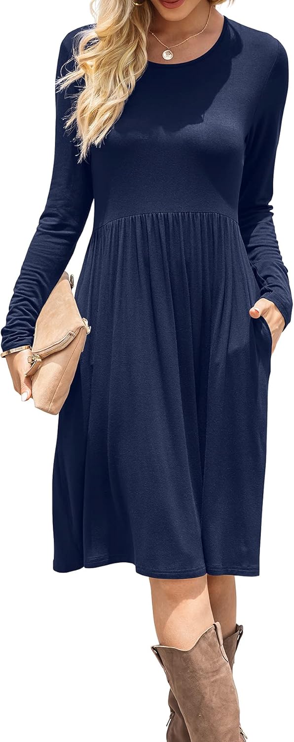 DB MOON Women Dress, Special Casual Long Sleeve Dress with Empire Waist, High-Qu...