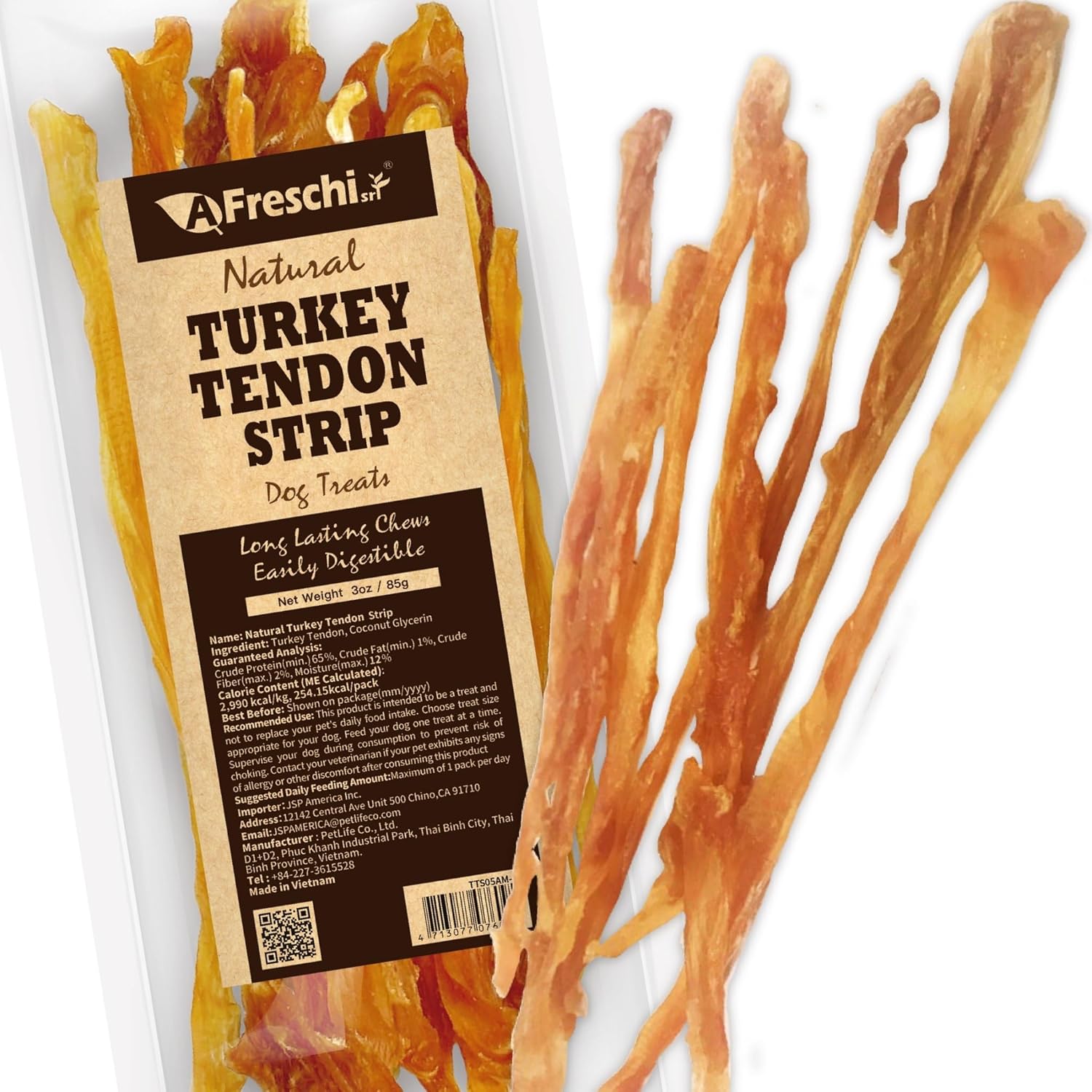 AFreschi Turkey Tendon for Dogs, Dog Treats for Signature Series, All Natural Hu...