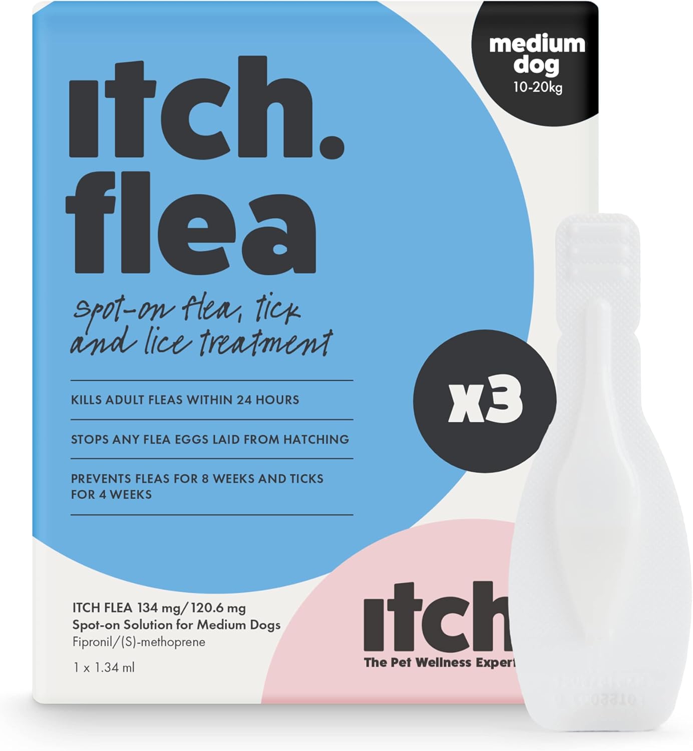 Itch Control, Special Medium Dog Flea Solution, Innovative Flea Treatment for Pe...
