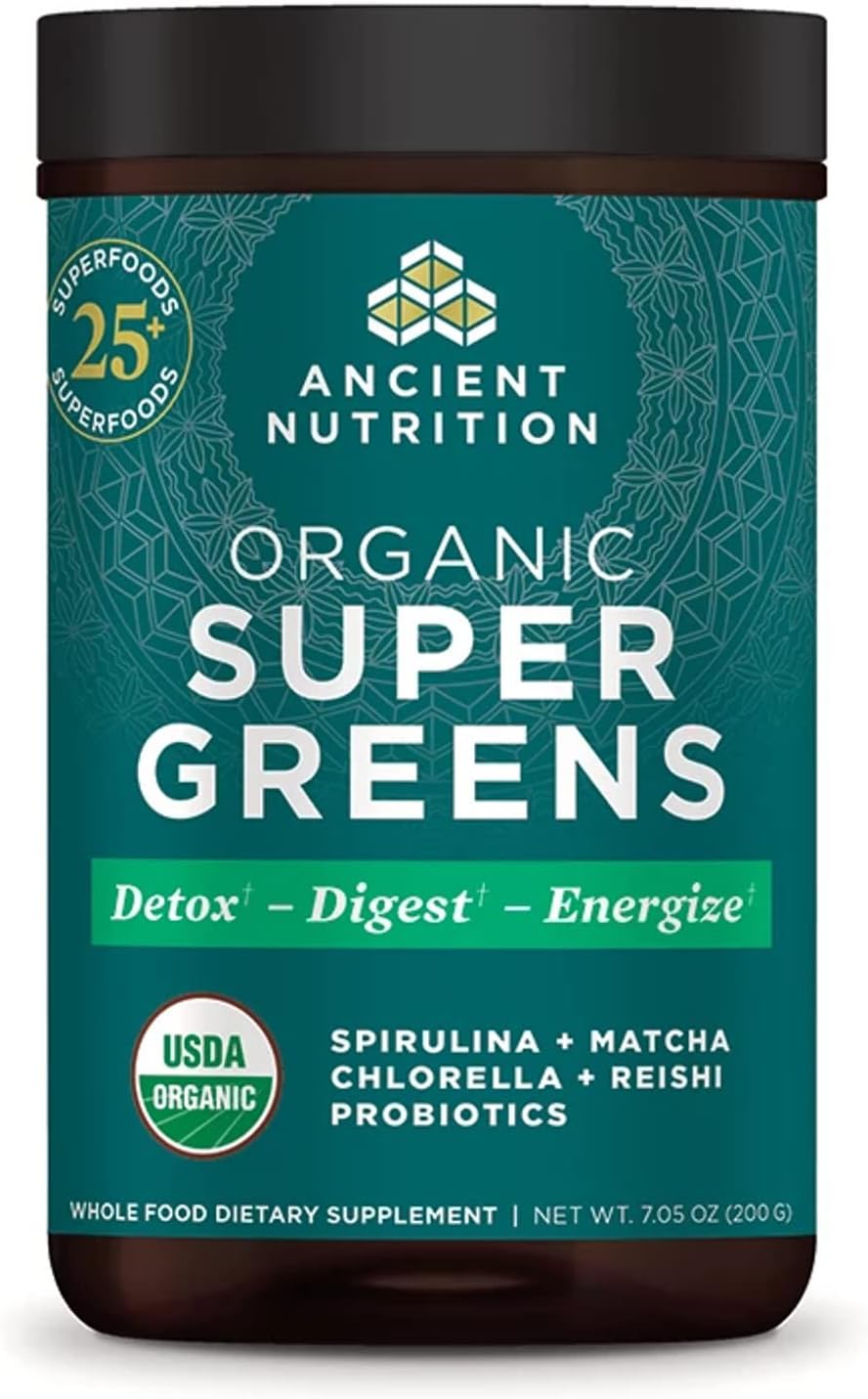 Super Greens Powder by Ancient Nutrition, Organic Superfood Powder with Probioti...