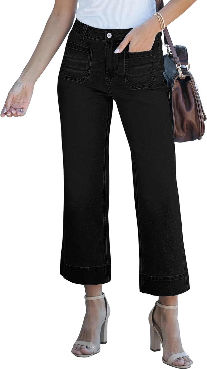 luvamia Wide Leg Jeans, Trendy High Waisted Women's Jeans, Stylish Flare Jeans w...