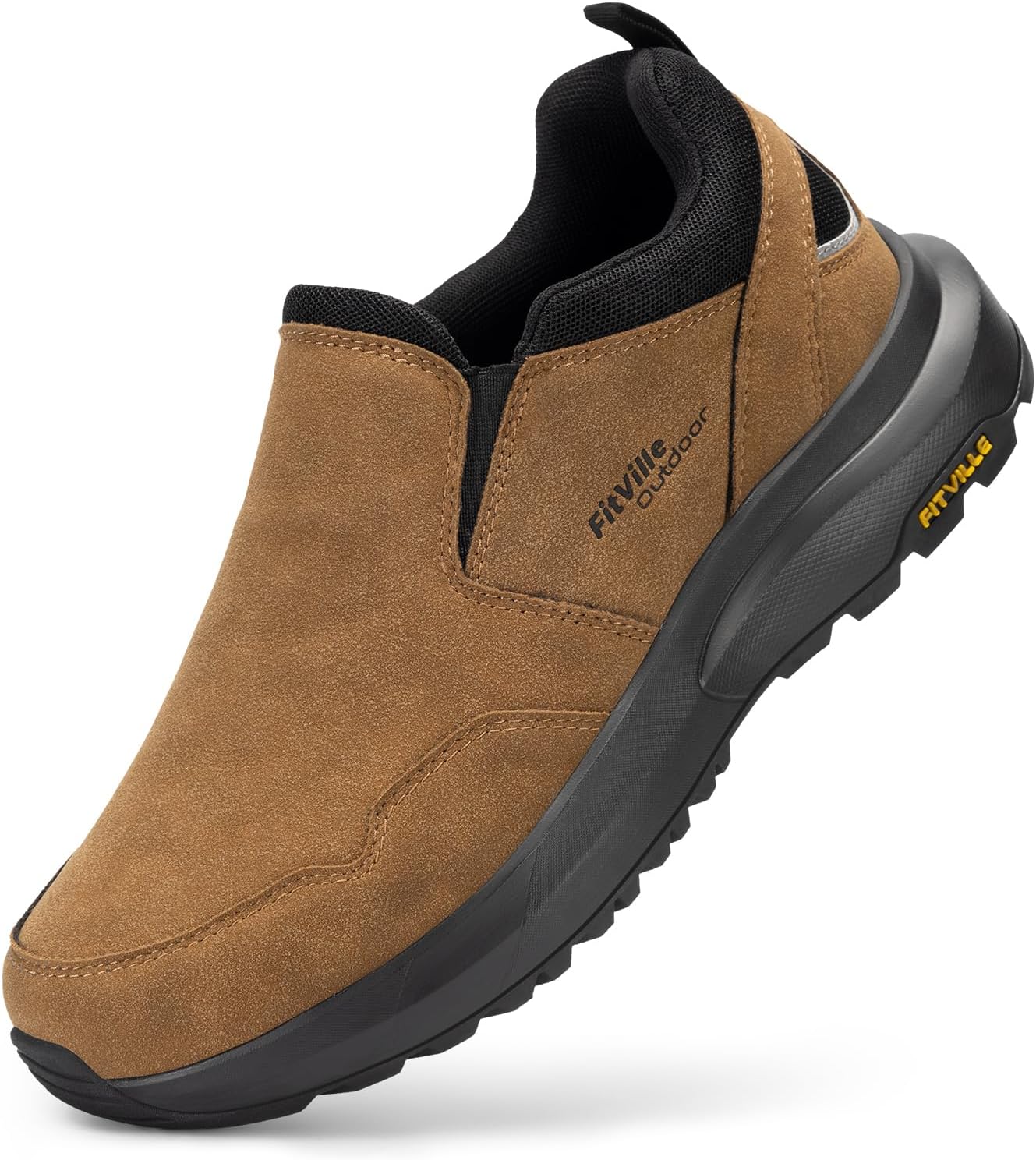 FitVille Men's Extra Wide Walking Shoes Slip On Outdoor Hiking Shoes for Swollen...