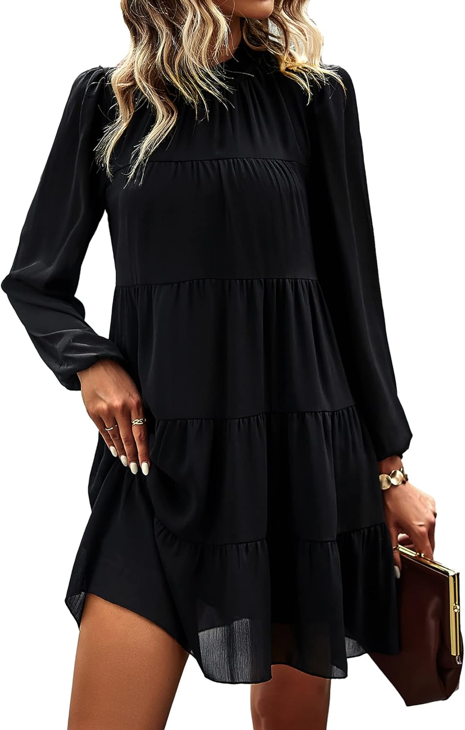 **Best KIRUNDO Women's Dress, Special Women's Long Sleeve Dress with Ruffle Mock...