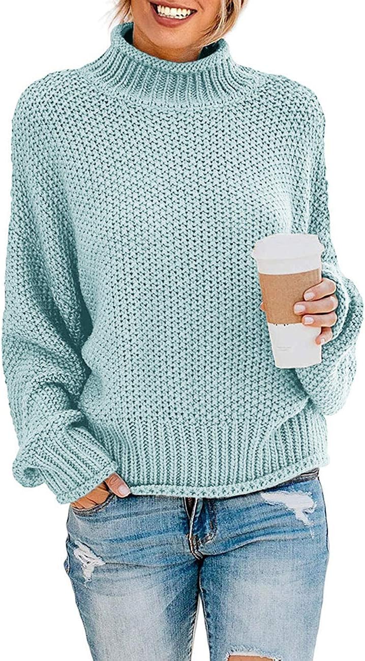 ZESICA Women's Sweater, Special Turtleneck Batwing Sleeve Sweater, Innovative Lo...