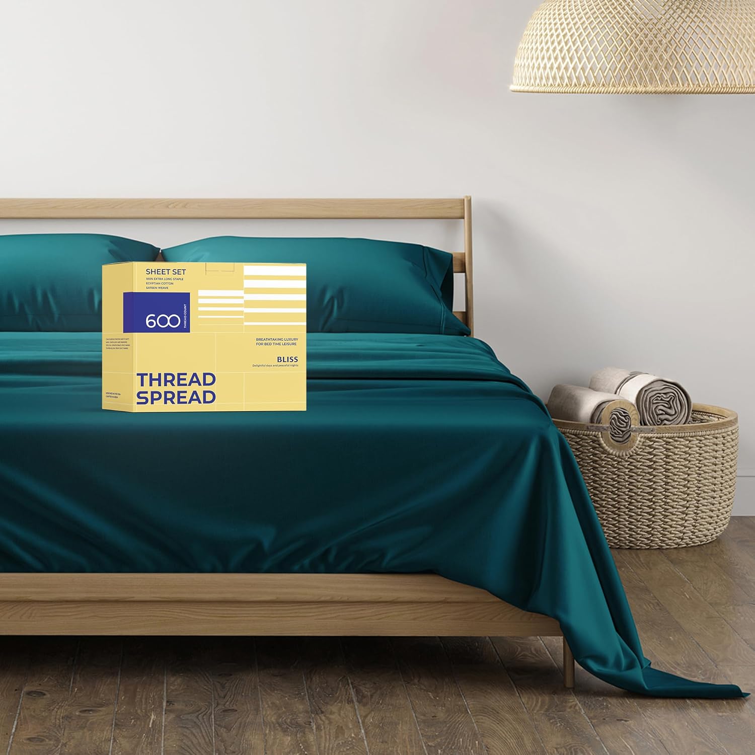 THREAD SPREAD 600 Thread Count Sheets Queen, Special 100% Egyptian Cotton Sheets...
