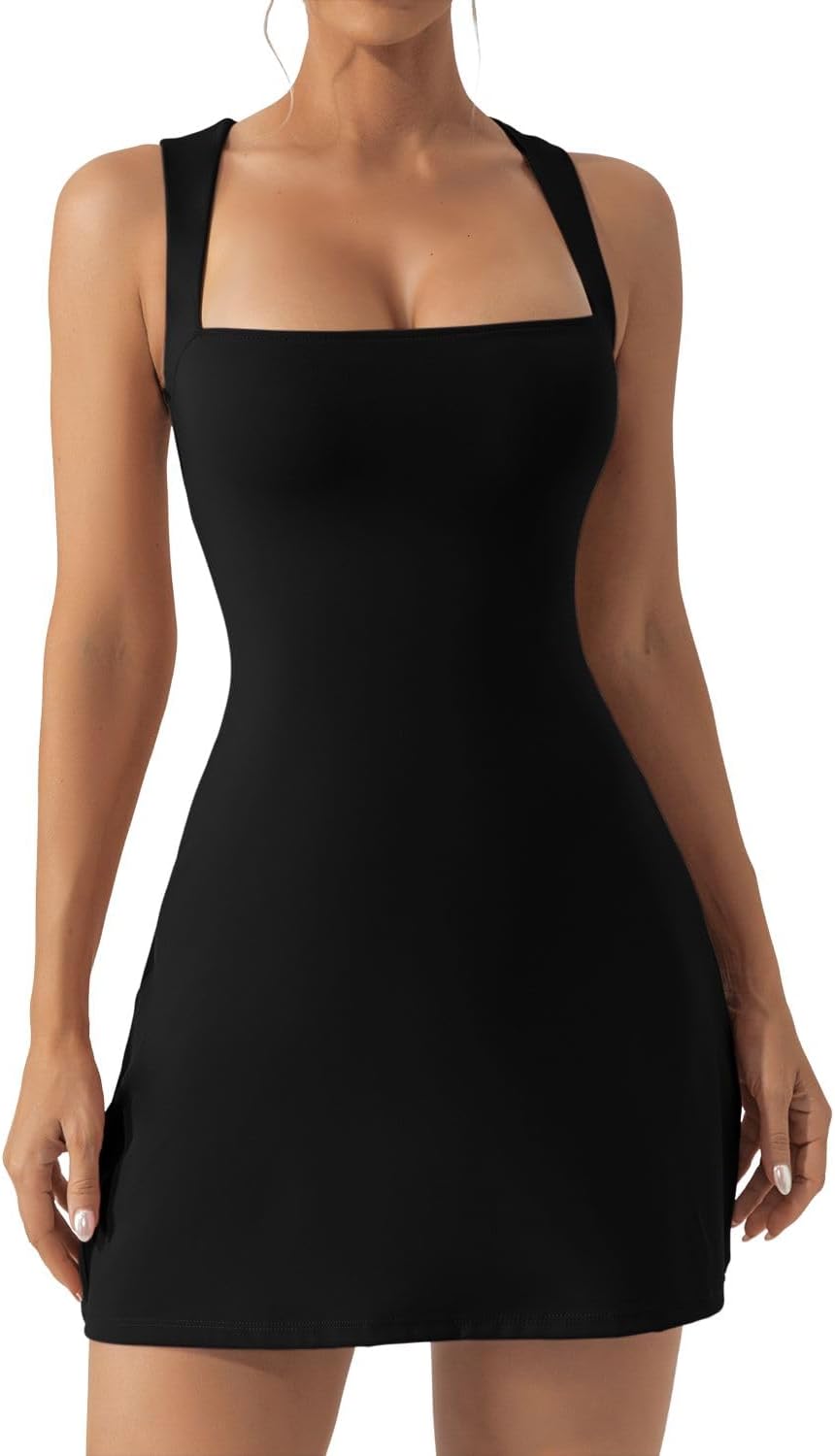 QINSEN Women's Dress, Special Sleeveless Tank Top Dress, Innovative Square Neck...