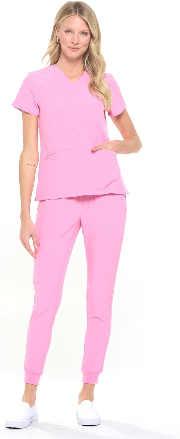 Dagacci Medical Uniform Women and Men Unisex 4-Way Stretch Jogger Scrub Set 2X-S...