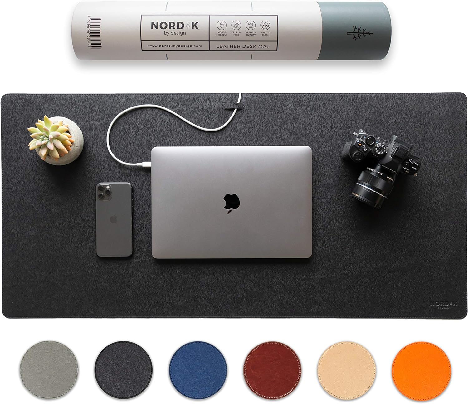 Nordik Leather Desk Mat, Special Desk Mat with Cable Organiser, Innovative Premi...