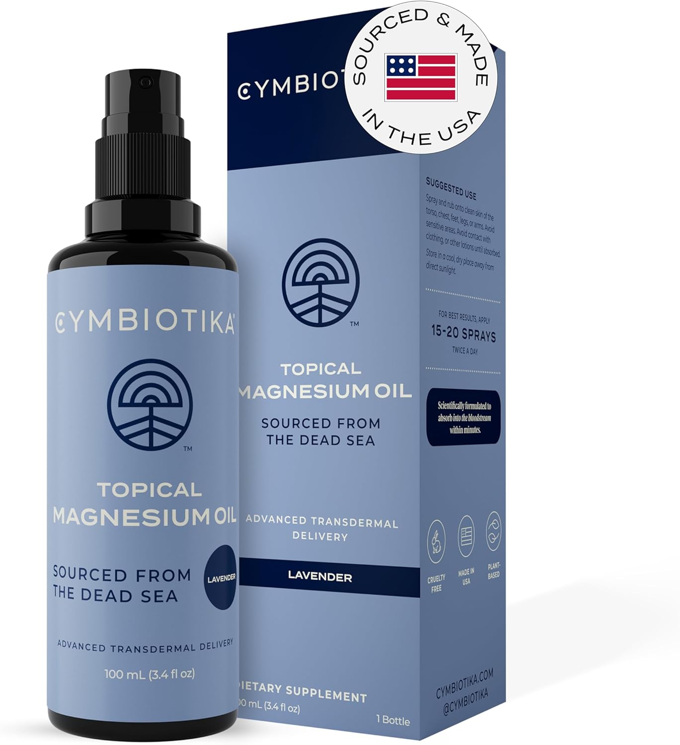 CYMBIOTIKA Topical Magnesium Oil Spray, Special Supplement for USA Made, Innovat...