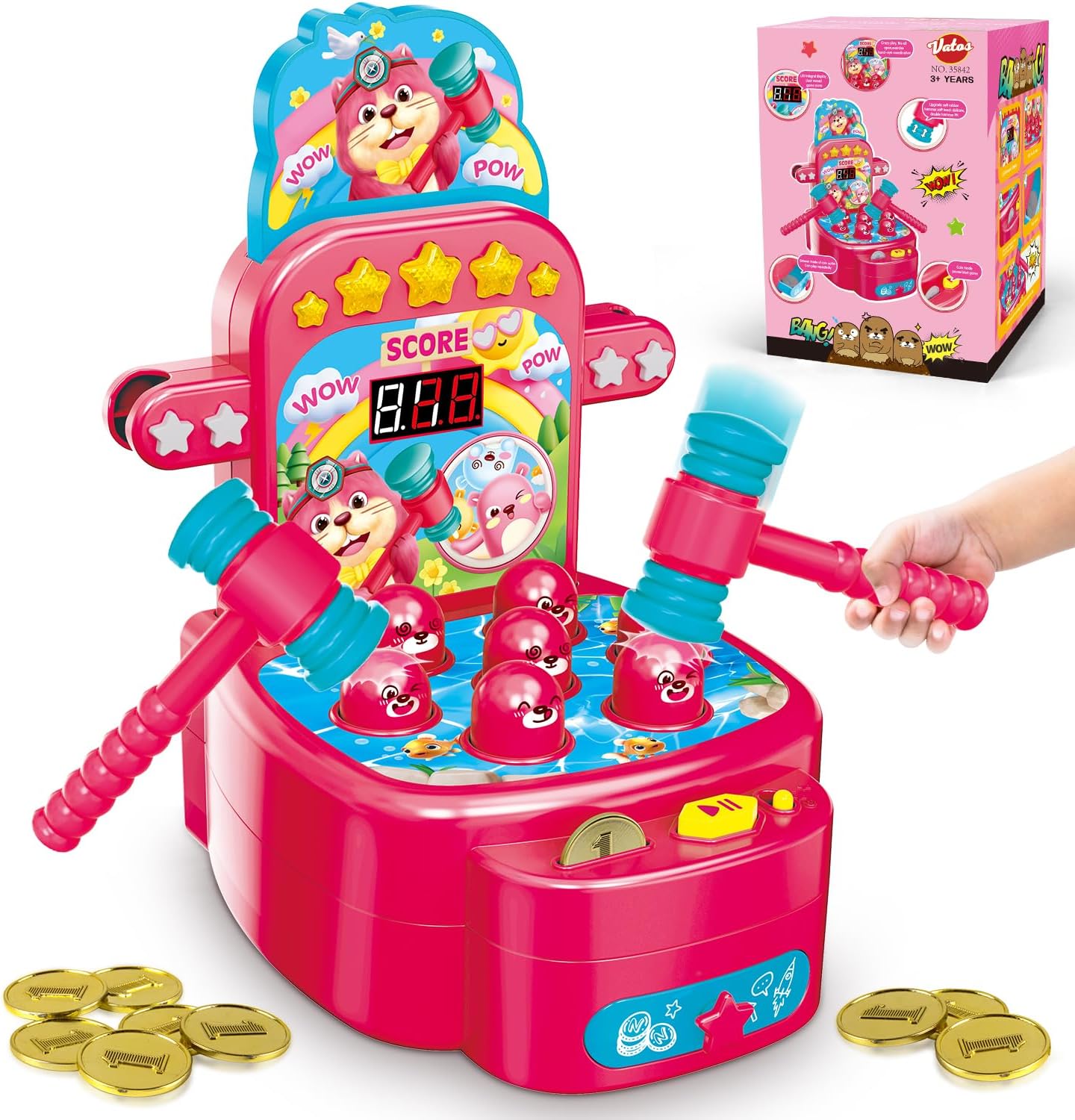VATOS Whack Game Mole, Mini Electronic Arcade Game with 2 Hammers, Pounding Toys...