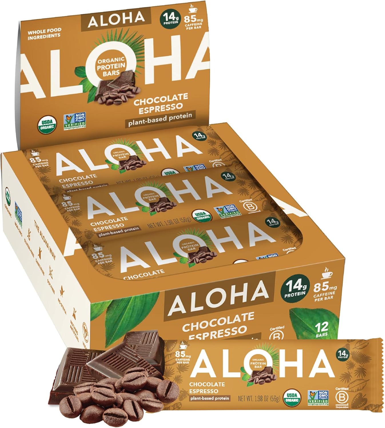 ALOHA Organic Plant Based Protein Bars, Special Chocolate Espresso Protein Bars...