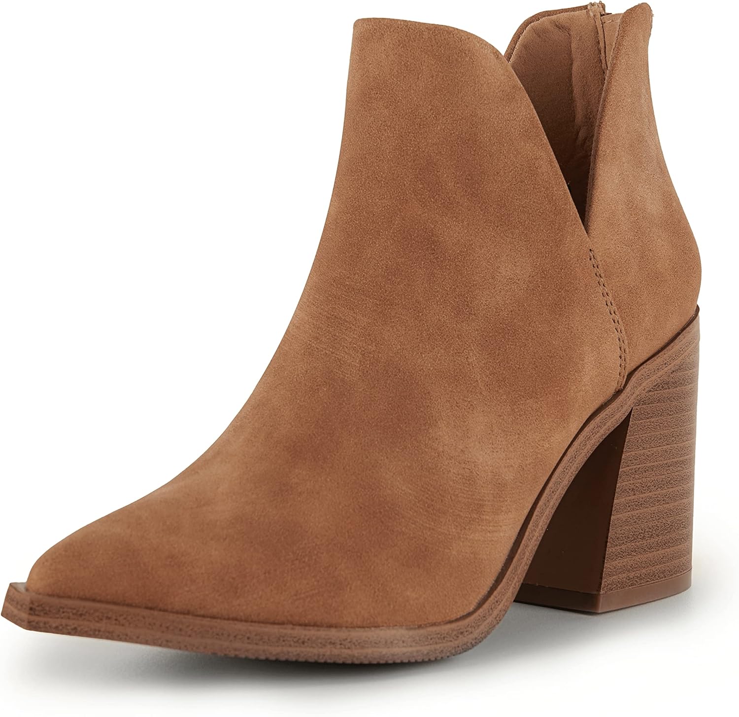 Kathemoi Womens Slip on Ankle Boots, Special V Cutout Pointed Toe Booties, Uniqu...