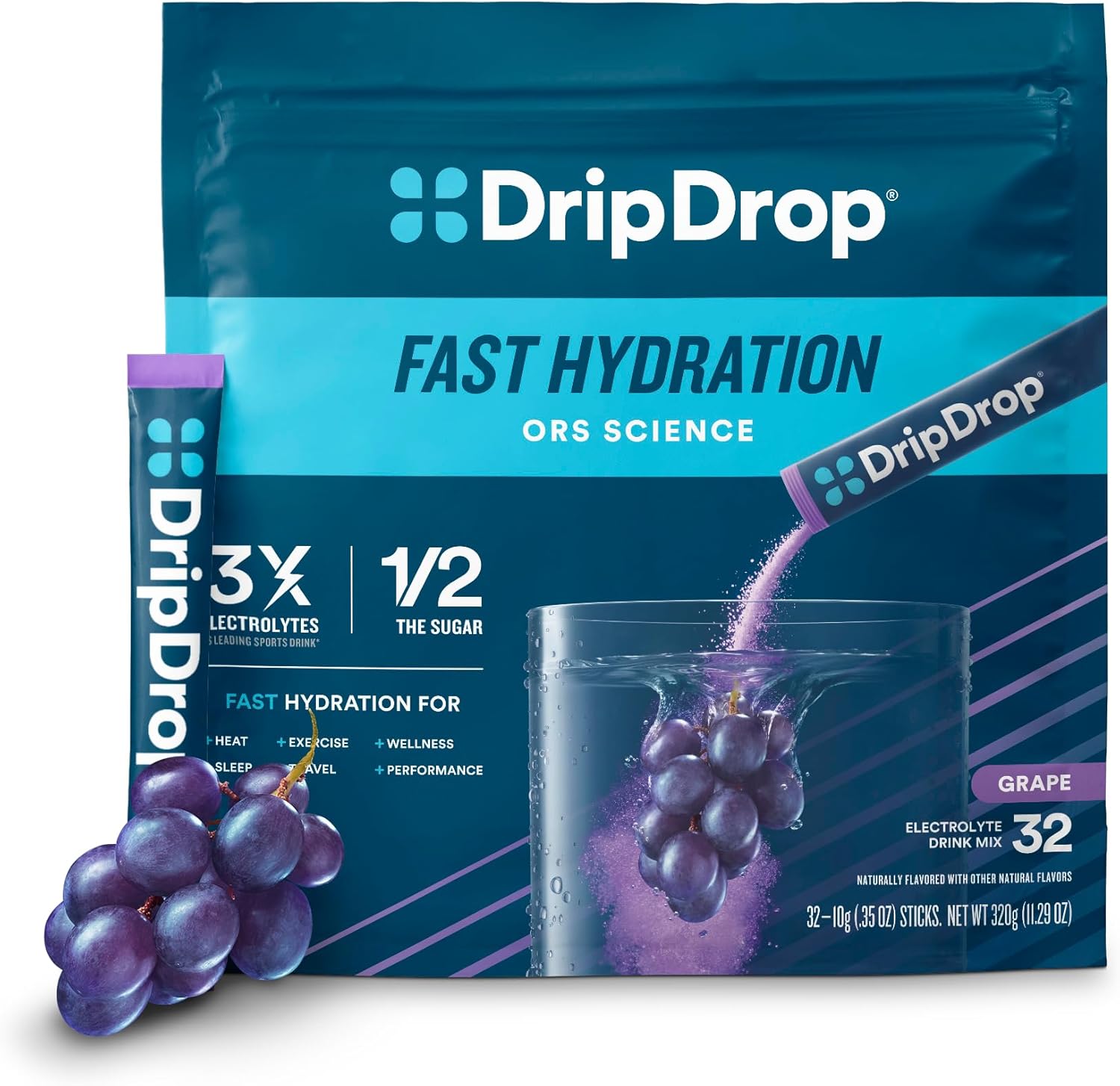DripDrop Hydration Grape, Special Electrolyte Drink Mix, Non-GMO Gluten Free Veg...