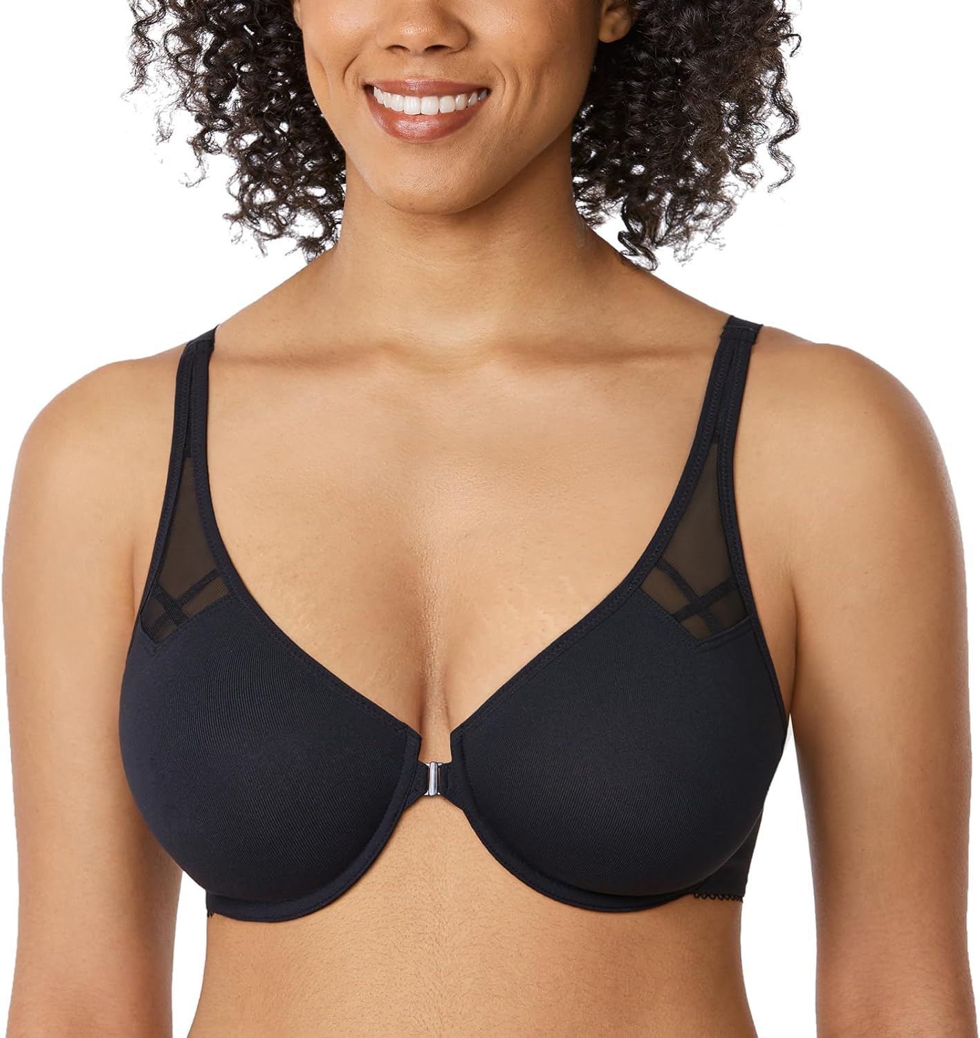 DELIMIRA Women's Front Closure Racerback Bra, Special Plus Size Full Coverage Su...