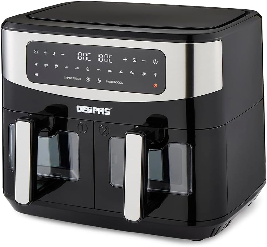 Geepas Dual Zone Air Fryer with Visual Window - 9L...