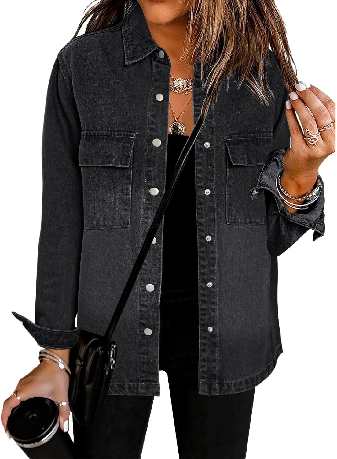 luvamia 2024 Jean Jackets, Special Fashion Oversized Button Down Denim Jacket, I...