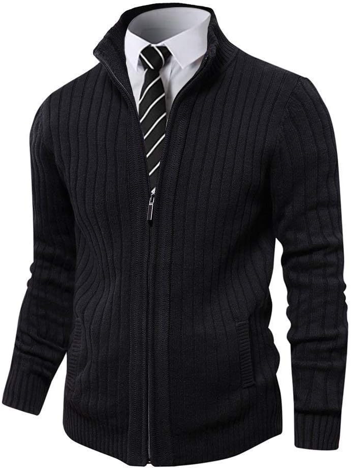 Pioneer Camp Men's Cardigan Sweaters Full Zip Up Stand Collar Slim Fit Casual Kn...