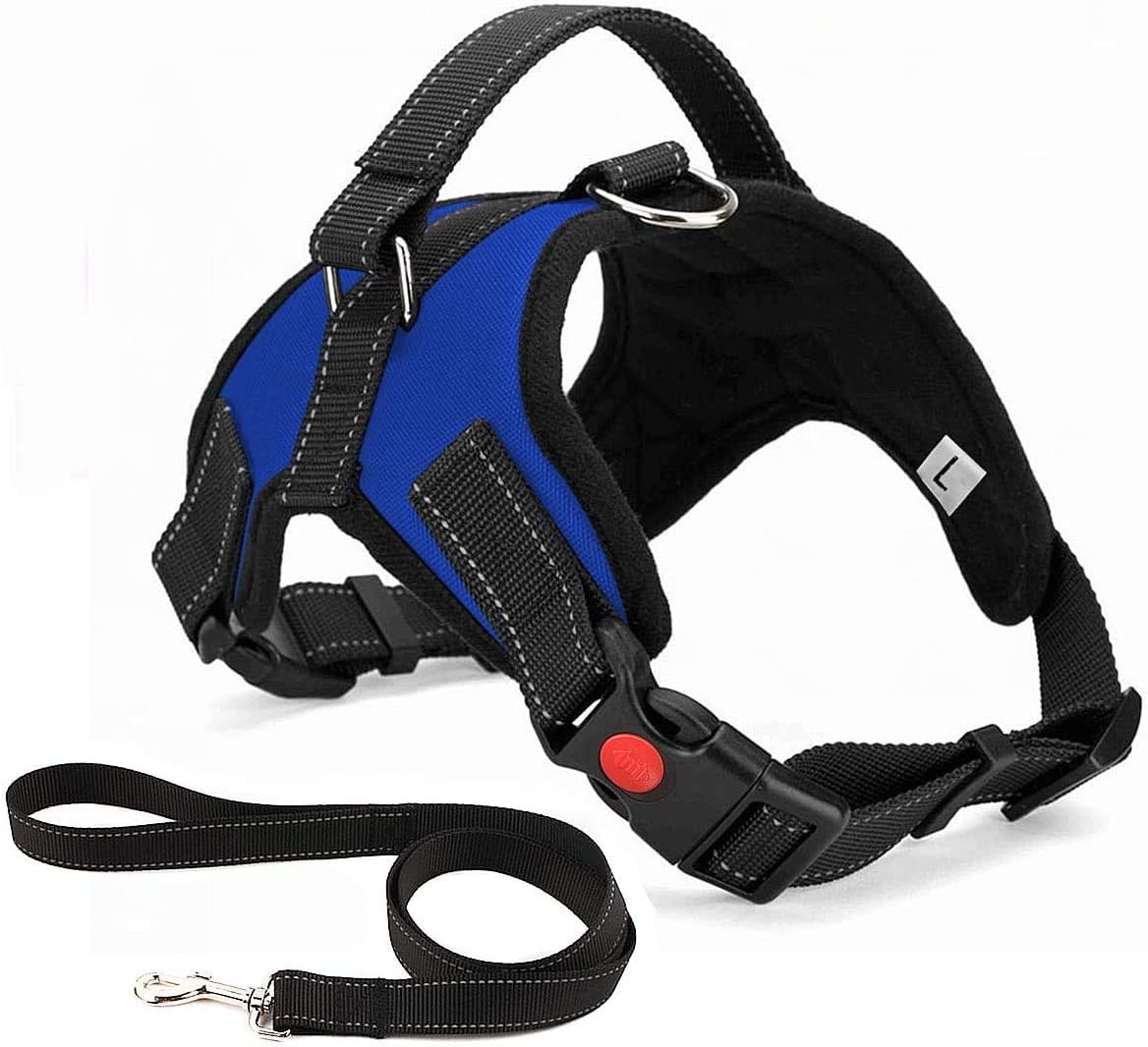 Musonic No Pull Dog Harness Breathable Adjustable Comfort Free Lead Included for...