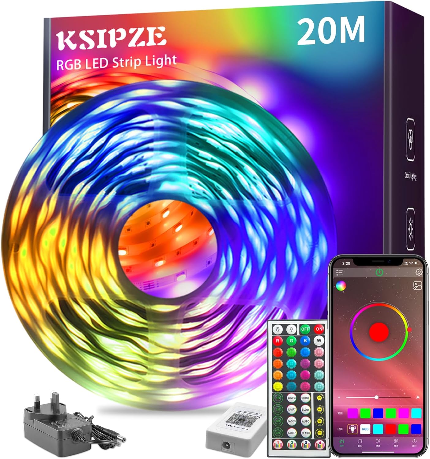KSIPZE 20m Led Strip Lights, Special RGB Music Sync Color Changing Led Lights, I...