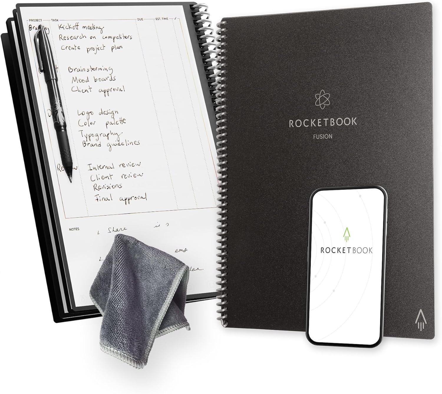 Rocketbook Fusion Reusable Digital Notebook - Smart Notepad A4 Black, 7 Styles,...