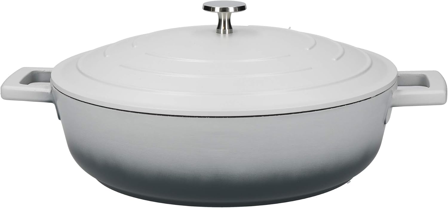 MasterClass Shallow Casserole Dish with Lid 4L/28 cm, Lightweight Cast Aluminium...