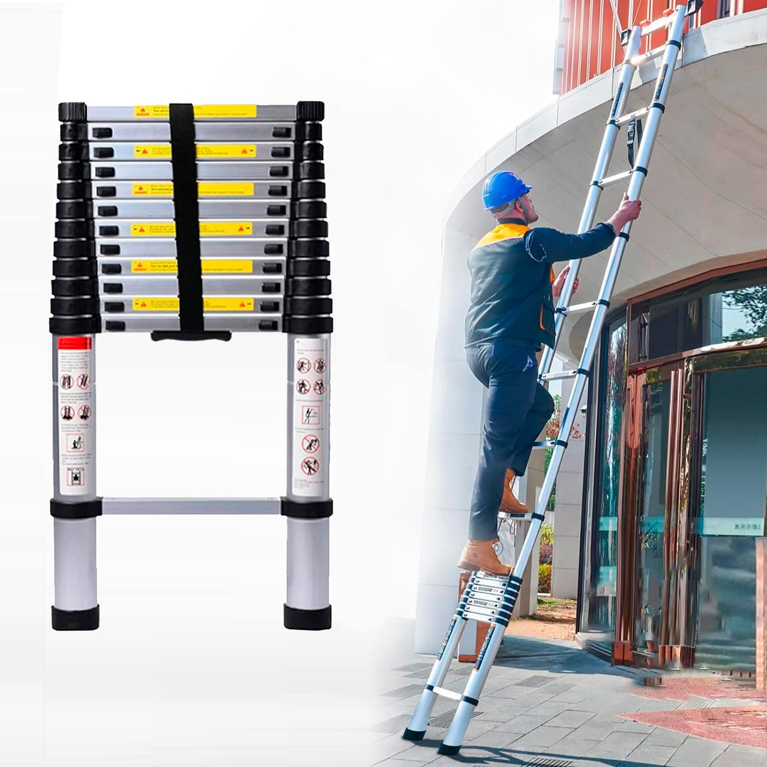 Neo Extendable Portable Foldable Telescopic Ladder Multi-Purpose Aluminium Teles...